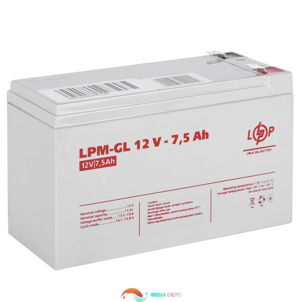 Акумулятор гелевий LPM-GL 12V - 7.5 Ah 4069 фото