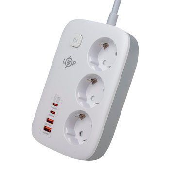 Мережевий фільтр (подовжувач) LP F65WG4 (3x230V-3520W, 2xUSB-60W, 2xType-C 65W QC/PD) 30325LP фото