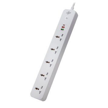 Мережевий фільтр (подовжувач) LP (5x230V-2500W, 1xUSB-38W/PD/QC3.0, 1xType-C 20W, 1xUSB 18W) 30324LP фото