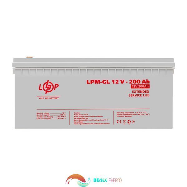Акумулятор гелевий LPM-GL 12V - 200 Ah  фото