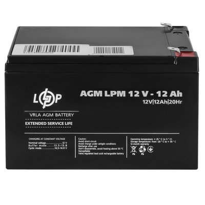 Акумулятор AGM LPM 12V - 12 Ah 4078 фото