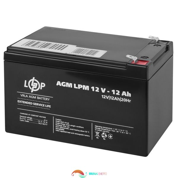 Акумулятор AGM LPM 12V - 12 Ah 4078 фото