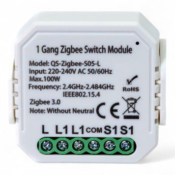 Розумний вимикач Tervix Pro Line ZigBee Switch (1 клавіша), без нуля 432141 фото
