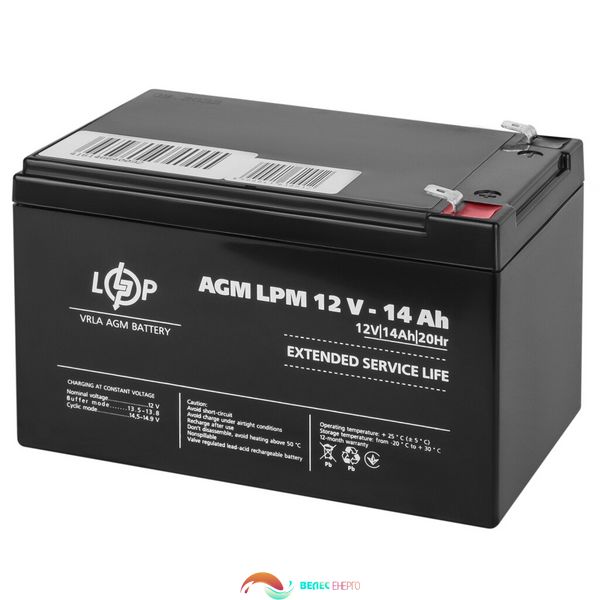 Акумулятор AGM LPM 12V - 14 Ah 4081 фото