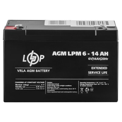 Акумулятор AGM LPM 6V - 14 Ah 4082 фото
