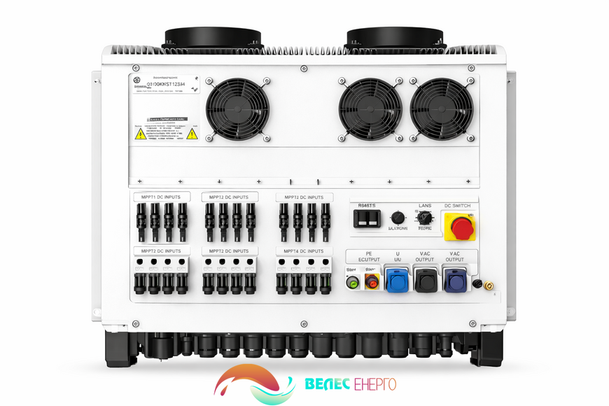 Інвертор Sofar 125KTLX-G4 110 кВт трифазний задня панель підключення 10 MPPT