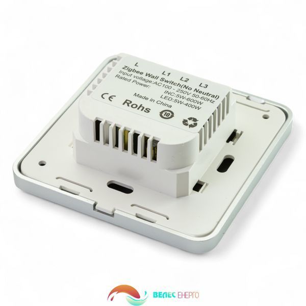 Розумний сенсорний вимикач Tervix Pro Line ZigBee Touch Switch (1 клавіша), без нуля 432131 фото