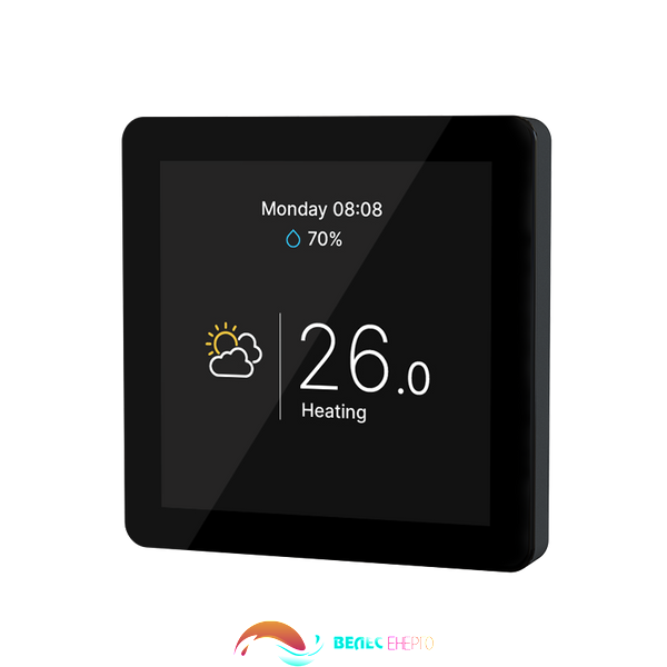 Кімнатний сенсорний термостат з WiFi управлінням Tervix Pro Line WiFi TouchScreen Thermostat (котел), чорний  фото